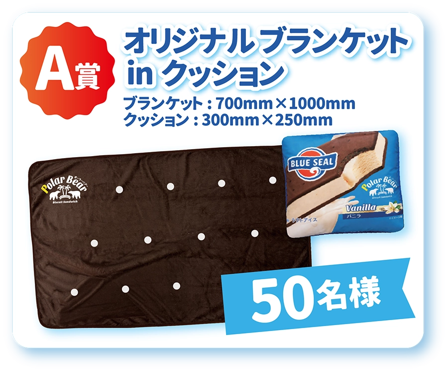 A賞 オリジナルブランケット in クッション 50名様